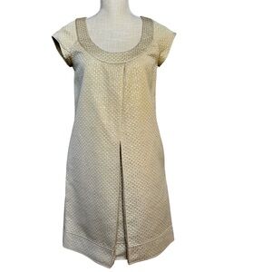 Diane von Furstenberg Elegant Vintage Textured Gold Dress Size 4